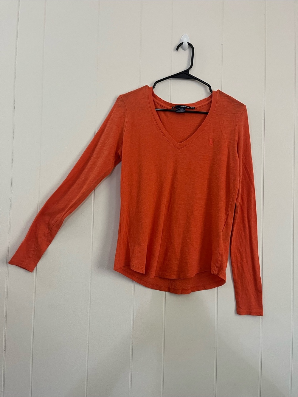 Ralph Lauren Sport Women’s Orange V-Neck Long Sleeve Tee